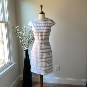 J. Crew Pink and White Striped Cap Sleeve Suiting Dress Size 2